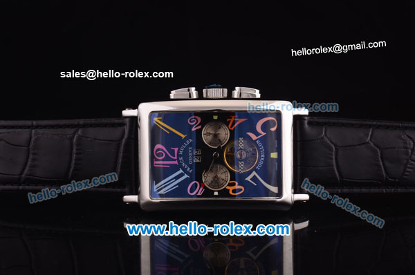 Franck Muller Long Island Tourbillon Automatic Movement Steel Case with Black Dial and Colorful Numeral Markers - Click Image to Close